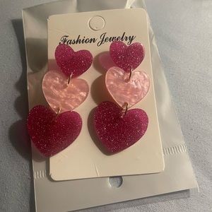 3 tier heart pierced ear rings